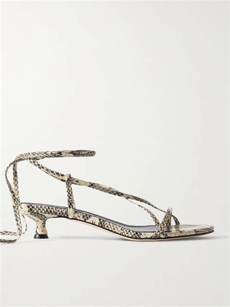 AEYDE Paige Snake-Effect Leather Sandals in Animal print | endource