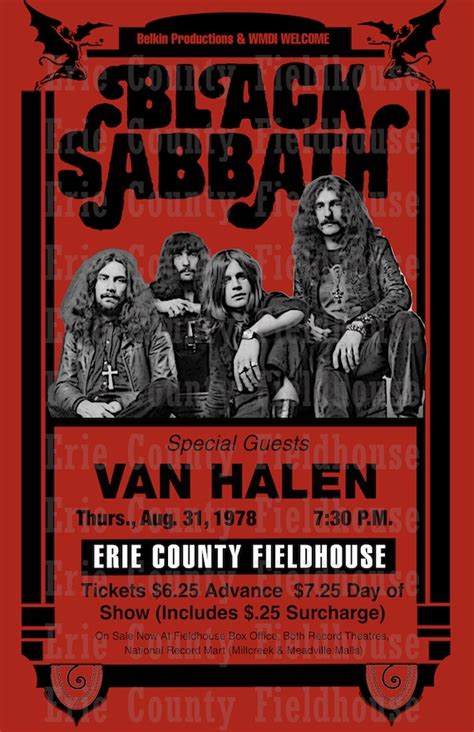 Black Sabbath/van Halen 1978 Concert Poster Erie County | Etsy