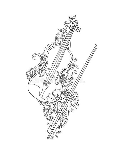 Viol N Y Arco Con Flores Para Colorear Imprimir E Dibujar