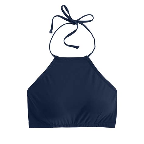 J Crew Cropped Halter Bikini Top In Blue Navy