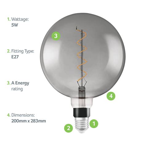 Ledvance Vintage Led Filament Smoke Globe E W K Warm