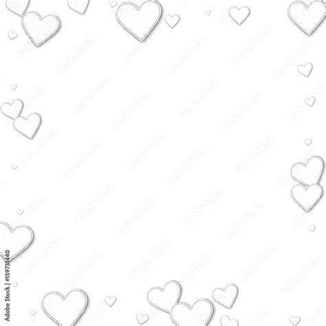 Cutout paper hearts. Square scattered border on white background ...