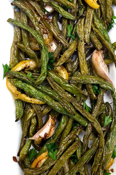 Haricots verts rôtis au citron et à l ail