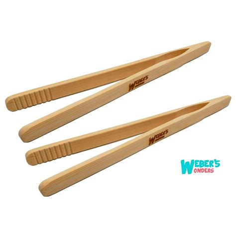 Set Of 2 Reusable Bamboo Toast Tongs - Wooden Toaster & Air Fryer Tongs ...