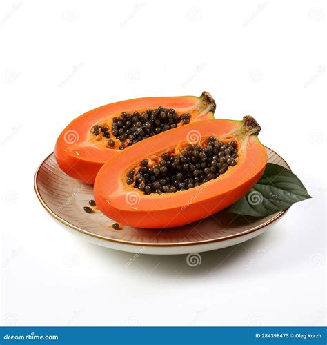 Juicy Delicious Papaya Lies On Beautiful Plate Ai Generated Stock Illustration Illustration