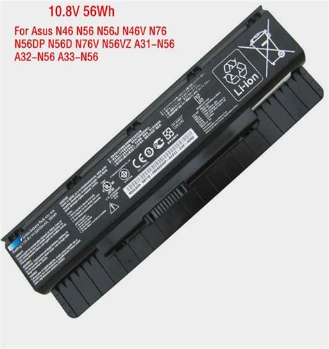 A32 N56 10 8V 56WH 5200MAH Battery For ASUS N76V N76VM N76VJ N46V N56VZ