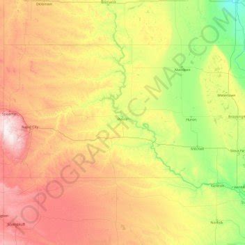 South Dakota topographic map, elevation, terrain