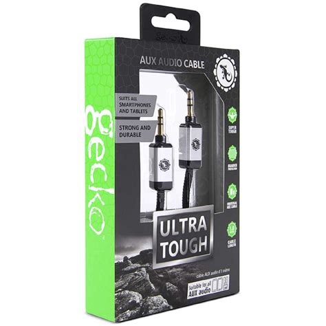 Gecko Ultra Tough Aux Audio 30k Flex Cable 1m Black Big W