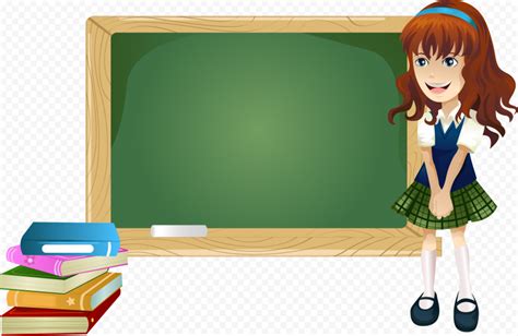 Hd Cartoon Cute Girl Chalkboard Classroom Png Citypng