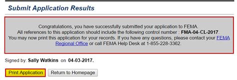 Submit Application Results Screen Displays A Congratulations Message