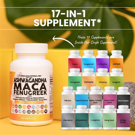 Ashwagandha Mg Ra Z De Maca Mg Fenogreco Mg Suplemento Con