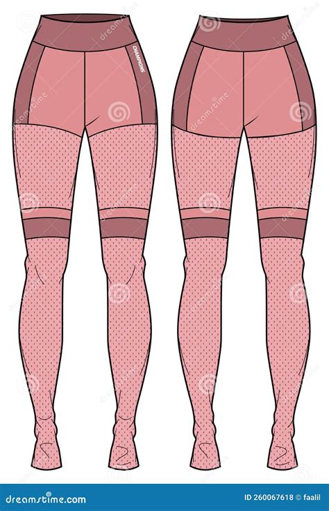 Women Sports Running Tights Leggings Pants Design Flat Sketch Vector