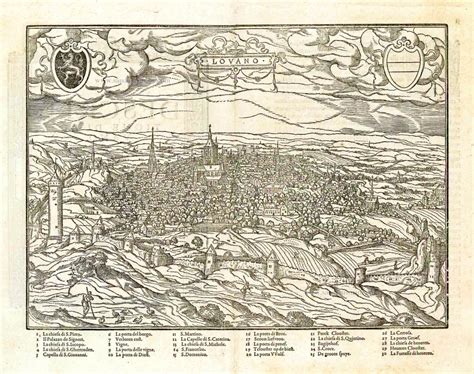 Leuven By Lodovico Guicciardini Sanderus Antique Maps Antique Map