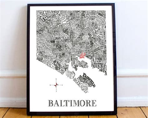 Customizable Baltimore Neighborhood Map X In Print Etsy