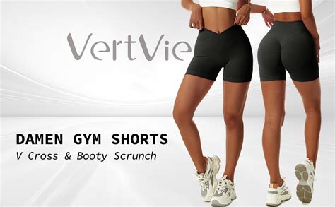 Vertvie Femmes Short De Sport Push Up V Cross Taille Booty Scrunch Butt