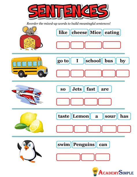 Sentence Scramble Activity For Preschool