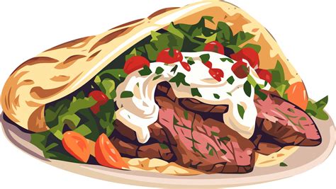 Tasty Fresh Wrap Gyro Sandwich With Beef And Vegetables 23870088 Png