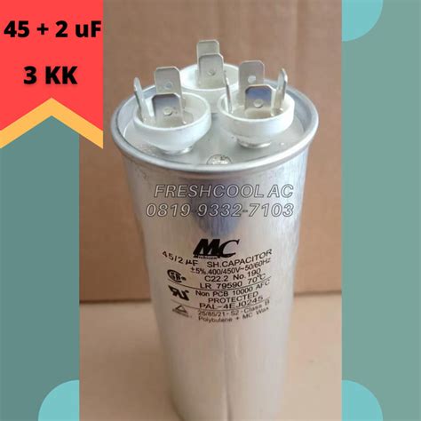 Jual KAPASITOR AC CAPACITOR AC LG 3 KAKI 45 2 UF MERK MC 45 2 MIKRO