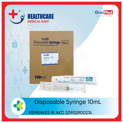 Jual Spuit Cc Disposable Syringe Ml Onemed Perbox Isi Pcs