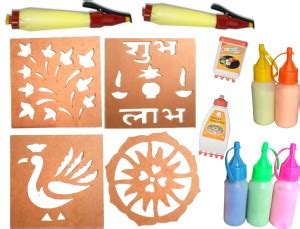 Artonezt Rangoli Making Kit MDF Wood Set Of 4 Rangoli Stencil Diwali