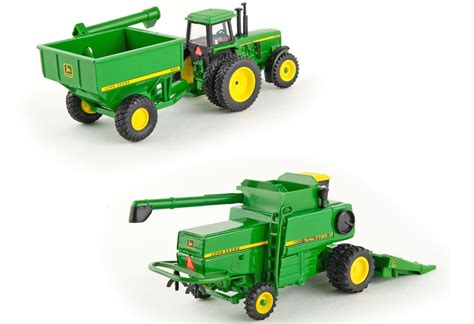 John Deere Vintage Grain Harvest Set 7720 Header 4555 Tractor Chaser Bin Collector Models