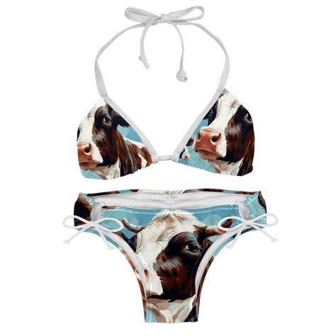 Cattle Women S One Piece Swimsuit Bikini Set With Detachable Sponge And