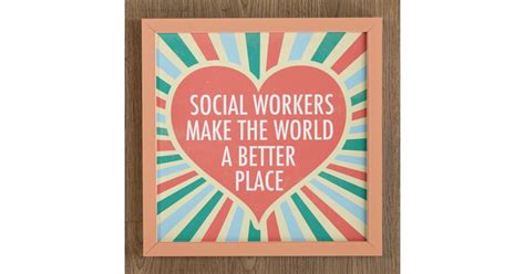 Inspirational Social Work Quote Heart Retro Colors Poster Zazzle