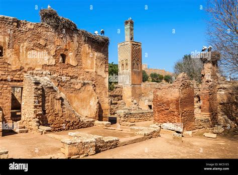 Minaret At The Chellah Chellah Or Sala Colonia Is A Medieval Fortified