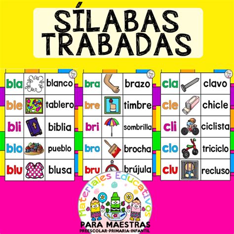 Silabas Trabadas En Espanol En 2020 Silabas Trabadas Cuaderno De Images And Photos Finder