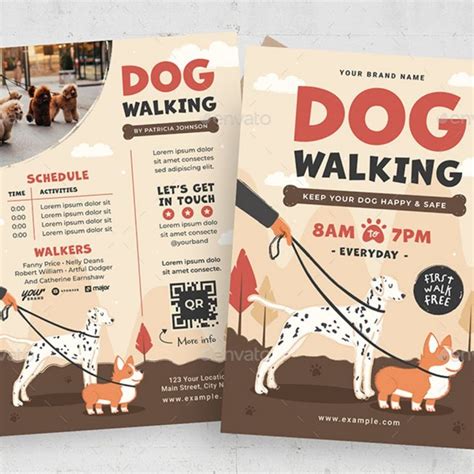 Dog Walking Flyer Template | Dog walking flyer, Dog walking business, Flyer