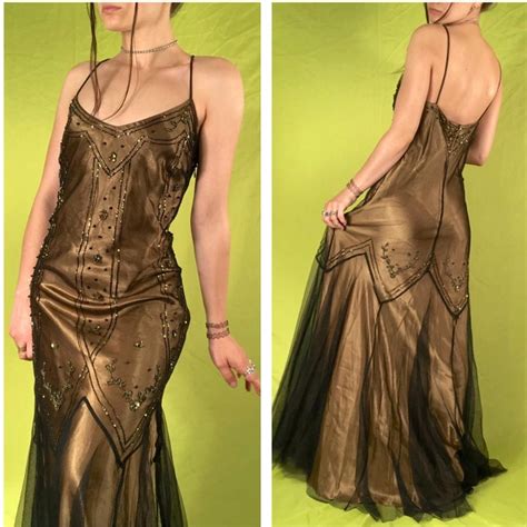 1920s Beaded Gold Mesh Prom Dress Gown An Absolute Depop