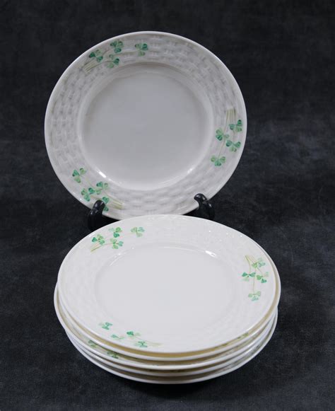 Lot Six Belleek Shamrock Bread Plates 1955 65