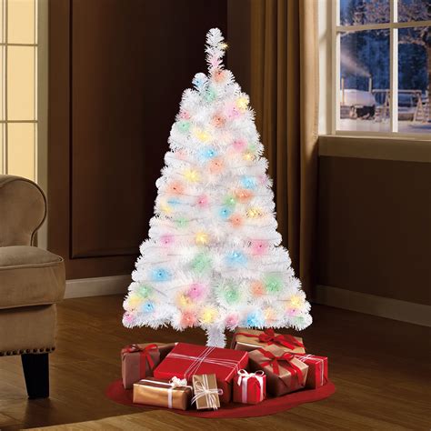 Holiday Time Pre Lit 4 Indiana Spruce White Artificial Christmas Tree Multi Lights Walmart