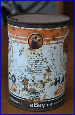 Rare Vintage Original Hancock Hanoco Rooster Motor Oil Quart Can Cock O