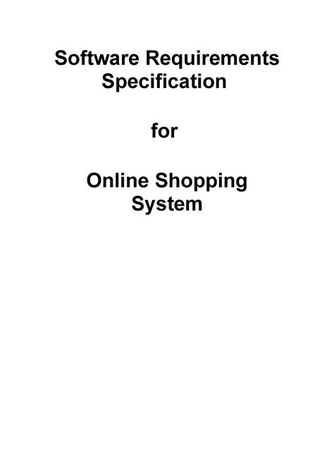 Srs Online Shopping System Software Requirements Specification For