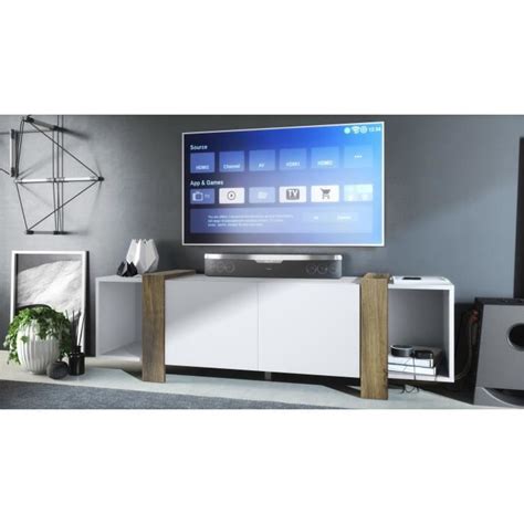 Vladon Lowboard Ida Buffet Tv De Salon Caisson En Blanc Mat Fa Ades