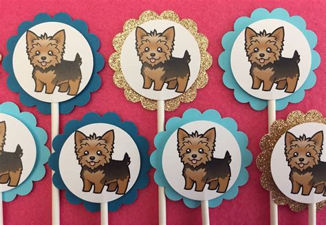 Yorkie Birthday Party / Yorkie Cupcake Toppers / Yorkie Cake - Etsy