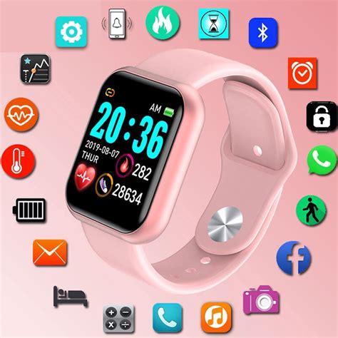 Relógio Smartwatch D20 rosa Rose Compatível Android E IOS Shopee Brasil