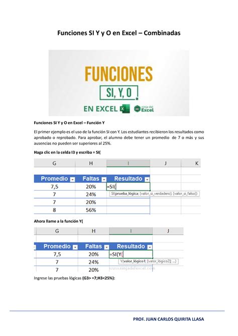 Funciones Si Y Y O En Excel Los Estudiantes Recibieron Los Resultados