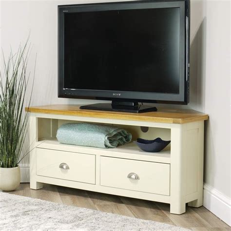 Aspen Painted 110cm Oak Cream Corner Tv Plasma Dvd Video Standtv