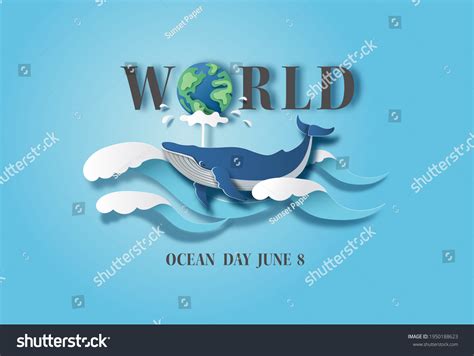 World Oceans Day Concept Blue Whale Stock Vector Royalty Free