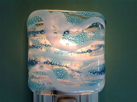 Ocean Water Wave Fused Glass Plug In Night Light With Slumped Etsy Glass Plugs Fused Glass