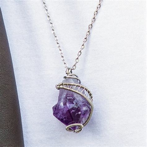 Raw Amethyst Crystal Necklace Crystal Necklace Amethyst Crystal