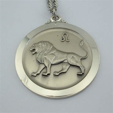 Vintage Sterling Silver Leo Lion Zodiac Pendant Necklace Ca