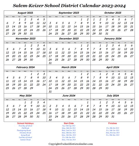 Salem-Keizer School District Calendar 2023-2024 School District Calendars