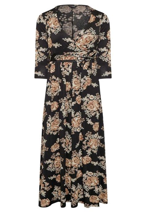 Plus Size Black Floral V Neck Maxi Dress Yours Clothing