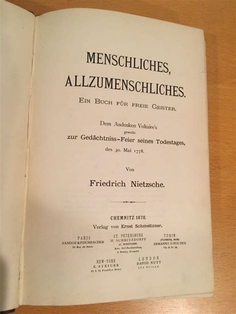 Menschliches Allzumenschliches Ein Buch F R Freie Geister Human All