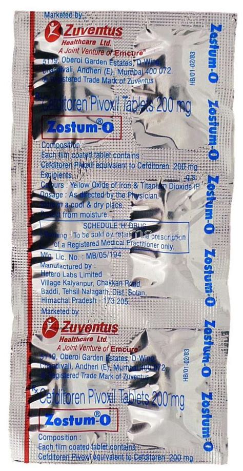 Buy Zostum O Cefditoren Pivoxil Tablet Online