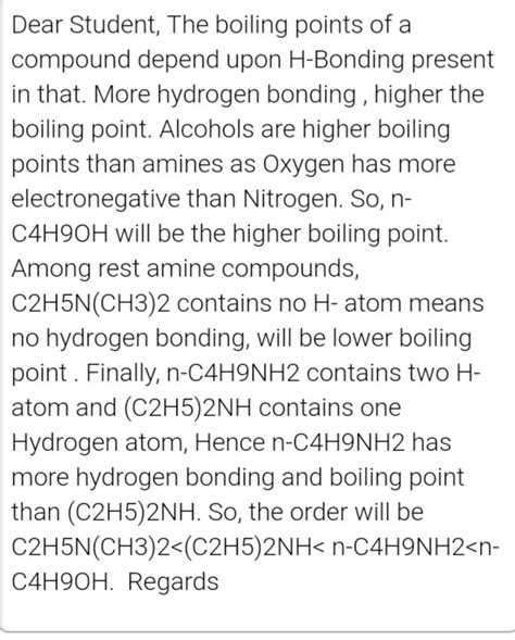 try these in order of increasing their boiling points (C2H5)2NH, n ...