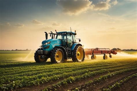 Máquina de tractor que pulveriza fertilizante pesticida em culturas de